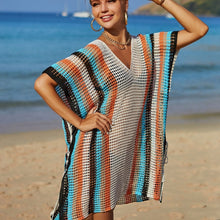 Load image into Gallery viewer, Split Side Short Sleeve Crochet-Knitted Beach-Swimwear Bikini-Cover Ups