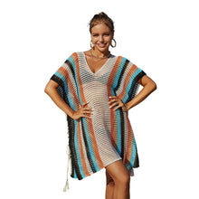 Load image into Gallery viewer, Split Side Short Sleeve Crochet-Knitted Beach-Swimwear Bikini-Cover Ups