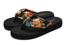 Load image into Gallery viewer, Bohemian Flip-Flops Thick Bottom Middle Heel Beach Shoes