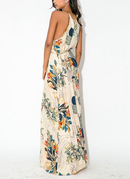Floral Sleeveless Split Maxi Dress