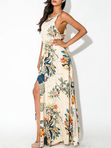 Floral Sleeveless Split Maxi Dress