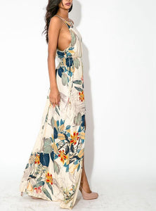 Floral Sleeveless Split Maxi Dress