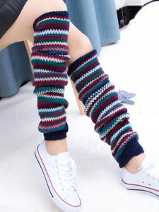 Warm Stripe Over Knee-high Stocking