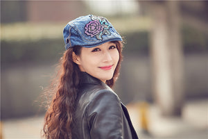 Embroidered Flower Baseball Hat Bailey Hat Ethnic Style Hat Hip Hop Hat Cowboy Forward Hat