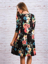 Load image into Gallery viewer, Beautiful Floral Three Quarter Sleeve Mini Dress