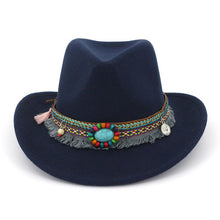 Load image into Gallery viewer, Autumn and winter new woolen top hat ethnic minority fashion hat men&#39;s and women&#39;s couple hat Western Cowboy jazz hat