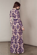 Load image into Gallery viewer, Blue Flower Heavy Work Embroidery Deep V-Neck Mesh Long Maxi Dress