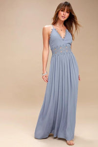 Solid Color V-Neck Holiday Beach Dress Strap Dress