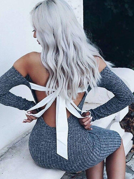 Autumn and winter knit sweater long sleeve dress