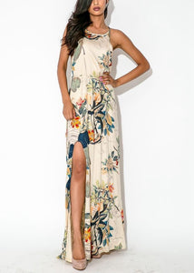 Floral Sleeveless Split Maxi Dress
