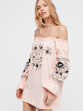 Load image into Gallery viewer, Pretty Sweety Flower Inwrought Long Sleeve Off-Shoulder Mini Dress