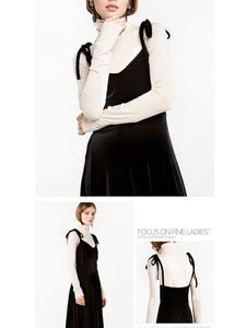 Black Velvet Dress Spring And Autumn New Versatile Suspender Skirt High Waist Large Swing Skirt Slim