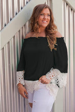 Load image into Gallery viewer, Off Shoulder Lace Splice Long Sleeve Tops Blouse