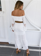 Load image into Gallery viewer, White Off Shoulder Long Sleeve Maxi Dress