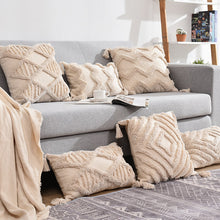 Load image into Gallery viewer, Tassels Decorative Cushion Cover 45x 45cm/30x50cm Beige Sofa Pillow Case Cover Handmade Home Decoration for living Room Bed