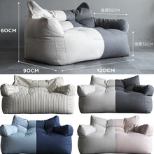 Load image into Gallery viewer, Two-seat Sofa Cover Giant Bean Bag Sofa Chair Cover No Filler Cotton Linen Lazy Sofa Couch Recliner Floor Seat Tatami