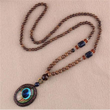 Load image into Gallery viewer, Unisex Handmade Necklace Nepal Buddhist Mala Wood Beads Pendant &amp; Necklace Ethnic Fish Horn Long Statement Men Women&#39;s Jewelry