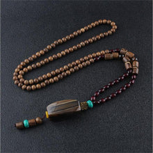 Load image into Gallery viewer, Unisex Handmade Necklace Nepal Buddhist Mala Wood Beads Pendant &amp; Necklace Ethnic Fish Horn Long Statement Men Women&#39;s Jewelry