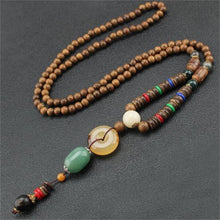 Load image into Gallery viewer, Unisex Handmade Necklace Nepal Buddhist Mala Wood Beads Pendant &amp; Necklace Ethnic Fish Horn Long Statement Men Women&#39;s Jewelry