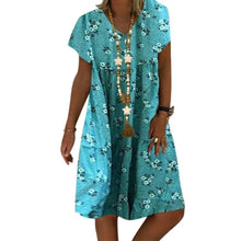 Load image into Gallery viewer, Summer Fashion Women Floral Print  V Neck Short Sleeve Dress