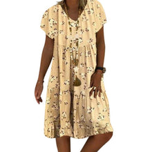Load image into Gallery viewer, Summer Fashion Women Floral Print  V Neck Short Sleeve Dress