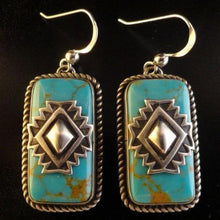 Load image into Gallery viewer, Vintage Ethnic Tibetan Shield Blue Stone Earring For Women Gift Boho Jewelry Geometry Drop Dangle Earring