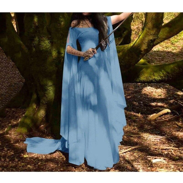 Vintage Literary Dress Off Shoulder O Neck Long Sleeve Floor Length for Women Plus Size S-5XL Patchwork
