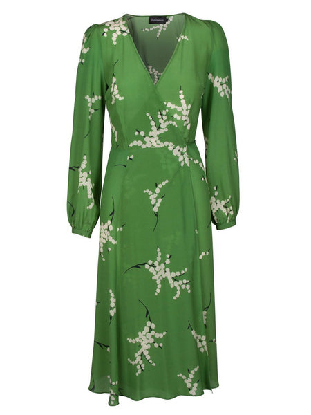 Green V Neck Long Sleeve Bohemia Dress