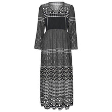 Load image into Gallery viewer, Plus Size Casual Patchwork Lange Mouwen V-hals Lange Jurk 2019 Nieuwe Mode Lente Herfst Party Dress