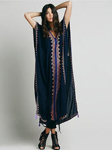 Load image into Gallery viewer, Embroidery ankle length boho cape style bohemia dress