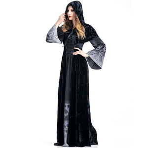 Winter Women Dress Halloween Cosplay Costume Vintage Witch Long Sleeve Maxi Dress Bandage Gothic Dresses vestidos mujer