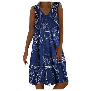 Women's Dresses Sleeveless V-neck Boho Print Midi Dress