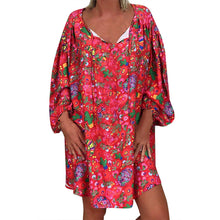 Load image into Gallery viewer, Women's Summer Boho Vintage Floral Print Deep V Neck Beach Mini Dresses