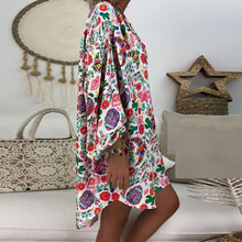Load image into Gallery viewer, Women's Summer Boho Vintage Floral Print Deep V Neck Beach Mini Dresses
