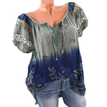 Load image into Gallery viewer, Womens Lace Blouses Summer Short Sleeve Tops Loose Shirt