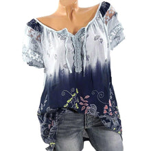 Load image into Gallery viewer, Womens Lace Blouses Summer Short Sleeve Tops Loose Shirt