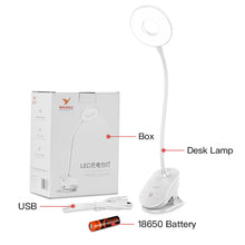 Load image into Gallery viewer, Flexo Table Lamp Led Desk Lamp Touch Clip Study Lamps Flexible Gooseneck Desktop USB Light Rechargeable 18650  Battery