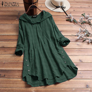 Women Blouse 2022 Autumn Plaid Checked Hoodies Long Sleeve Shirt Casual Cotton Tunic Tops Hooded Blusas Chemise Femme Top