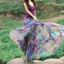 Load image into Gallery viewer, Bohemian Floral Printed Mid-Calf Pleated Chiffon Skirt