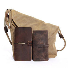 Load image into Gallery viewer, Ekphero Women Vintage Messenger Bag Genuine Leather Canvas Crossbody Bag Tribal Rucksack