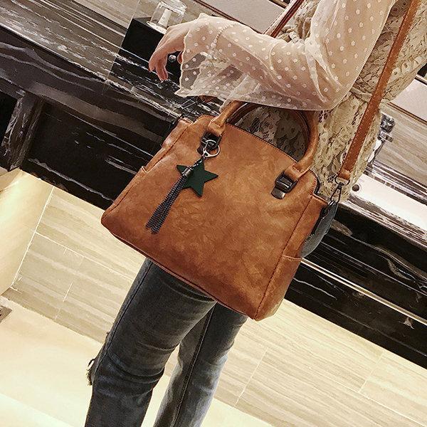 Elegant PU Leather Handbag Star Decorational Shoulder Bags Crossbody Bags For Women