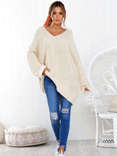 Load image into Gallery viewer, Solid Color V-neck Loose Sweater Tops