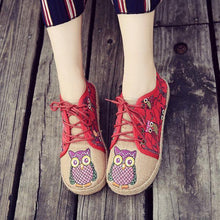 Load image into Gallery viewer, Pattern Owl Cute Colorful Cloth Lace Up Shoes
