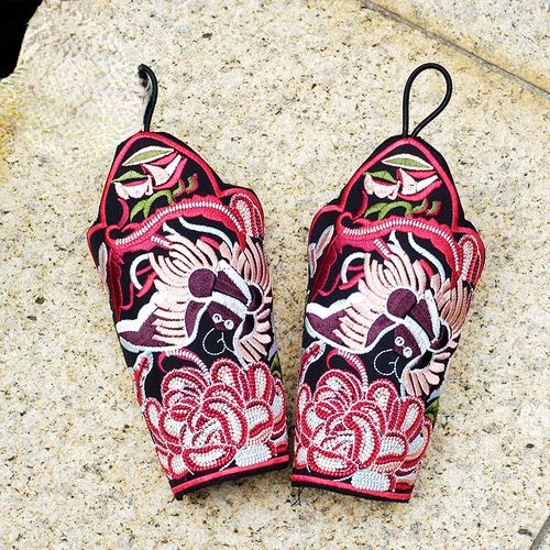 Glove ethnic style bracer women's embroidery leak finger embroidery wrist cover half finger bracelet