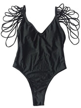 Load image into Gallery viewer, Sexy Backless Tassels Solid Color One-piece Swimwear