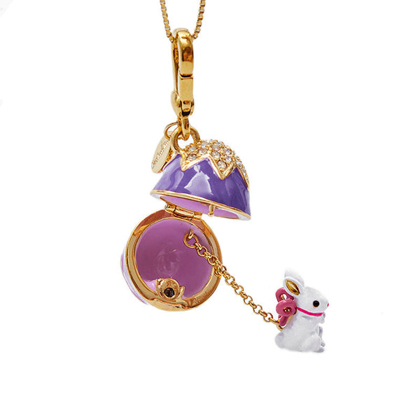 Easter Egg Bunny Charm Women Handbag Zipper Key Chains Moves Pendant For Girl Necklace Jewelry