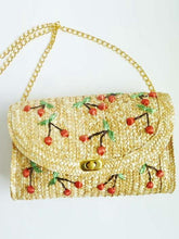 Load image into Gallery viewer, Bohemia Vacation Beach Bag Hand Embroidered Cherry Straw Woven Bag Diagonal Bag