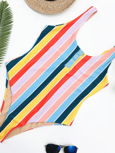 Bikini Swimming Suite Striped Conjoined Swimwear