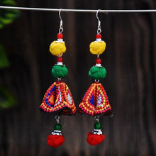 Load image into Gallery viewer, New handmade women&#39;s earrings ethnic style original Joker fabric colored ball embroidered earrings