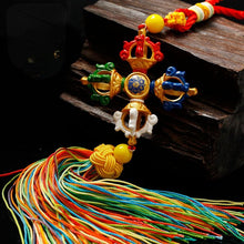 Load image into Gallery viewer, Tibetan Ping&#39;an  hung with Tantric Ten Phases Free Spinning Drum, Vajra pestle Car Pendant Room Decor Pendant
